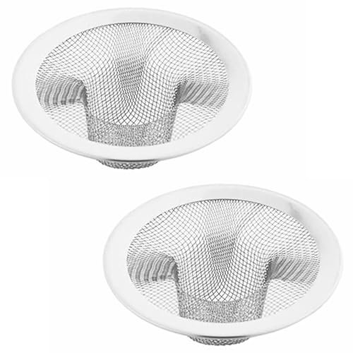 Lot de 2 filtres d'évier de cuisine, 7 cm, en acier inoxydable, filtre attrape-cheveux, filtre de salle de bain en maille pour baignoire et douche (taille moyenne)