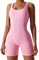 SEAUR Damen Jumpsuit Yoga Gym Kurz Eng Bodysuit Ärmellos Einteiler Overall Bodycon Stretch Sport Romper - L