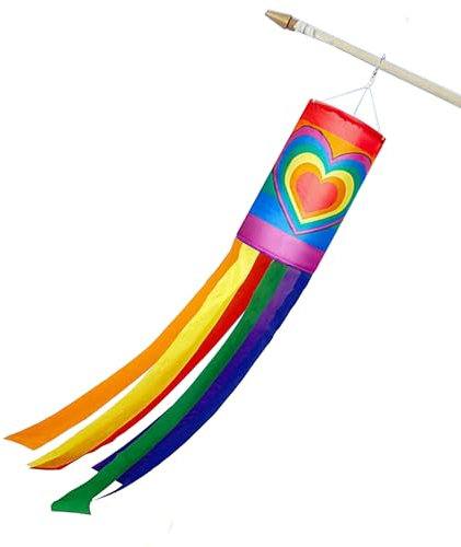 SEABABOO Manga De Viento De Arcoiris Manga De Viento Colorido 13X100cm Windsock Arco Iris Mangas De Viento para Exteriores para Aire Libre Patio Césped De Jardín De Patio De Terraza Colgante