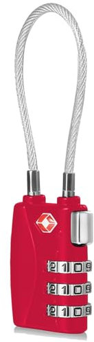 CFMOUR TSA Locks Lot de 1, 2, 3, 4, 5, 6 cadenas à combinaison de câble de voyage à 3 chiffres pour valise, valise, sac, code – Rouge (lot de 1)