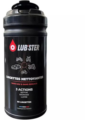 LINGETTES NETTOYANTES MOTO LUB'STER EVO • Qualité supérieure • 3 actions • Nettoie • Dégraisse • Lustre • Sans eau et sans rinçage • Lingettes ultra nettoyantes • Multi surfaces moto (80 lingettes)