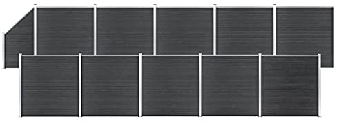 Sufrk WPC Zaun-Set 10 Quadrate + 1 Schräge 1830x186 cm Grau Sichtschutzzaun Palisadenzaun Zaun Sichtschutz Gitter Gartenzaun Komplettset