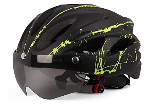 Casco da Casco da Bici Leggero e Traspirante con Visiera Parasole, Misura Regolabile, per Uomini e Donne Adulti, con Visiera Magnetica per Mountain Bike (verde)