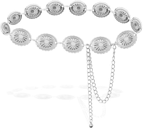 XOKL Silberkettengürtel für Damen, Boho-Kettengürtel, Taillenkette, verstellbar, Metallkettengürtel, Silber