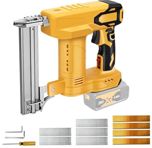 Pistola per unghie a batteria, compatibile con batteria Dewalt da 20 V, 100 W, per legno, con 500 chiodi e 500 graffette, senza batteria e caricatore