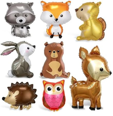 8 Stück Folienballon Waldtiere,Waldtiere Geburtstag Deko, Tierkopf Riesenballon, Tiere Ballon passen zu einem Waldthema,Helium Ballons Tiere, für Kinder Geburtstag Party Deko Geschenk