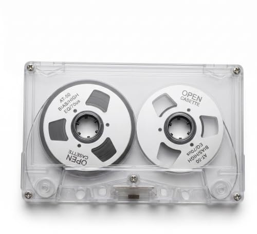 Rolle-zu-Rolle Kassette, 50 Min Aufnahmezeit, Normal Bias, Doppelseitig, Metall-Tonkassette mit Transparenter Box