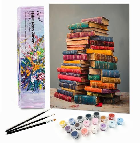 Bougimal Peinture par Numéro Adulte Paysages avec Pinceaux et Acryliques Bricolage Peintures Kits, pour la Décoration Intérieure maison, Livres 28x35cm(sans Cadre)