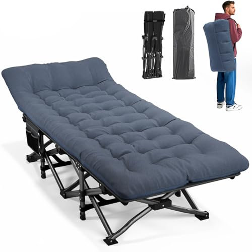 ATORPOK SHOP Cama de camping plegable resistente para adultos, cama de dormir con capacidad de 200 kg para oficina, viajes, exterior (azul)