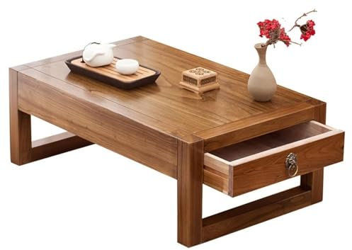 ALturN Niedriger Tisch im japanischen Stil, Meditationstisch, Beistelltisch, Stabiler Couchtisch, Akzenttisch, Vintage-Teetisch, Tatami-Tisch, Zen-Teetisch (Braun, 50x40x30cm)