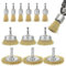 Wire Brush for Drill, 12 Piece Brass Coated Drill Wire Wheel Cup Brush Set for Drill 1/4 Hex Shank Wire Brushes for Rust Removal Cleaning Metal Paint Wood