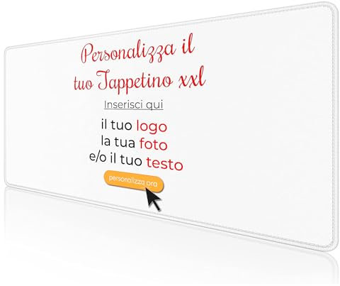 Tappetino Mouse Pad personalizzato con Foto, Logo, Grafica e/o testo personalizzabile ideale per regalo per ufficio o gaming (XXL)
