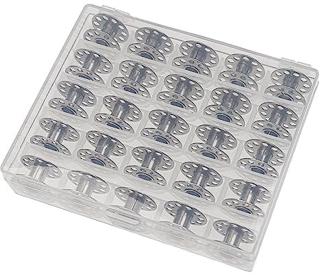 vhbw Aufbewahrungs-Box kompatibel mit AEG Nähmaschinen-Spulen - inkl. Unterfaden-Spulen, Metall