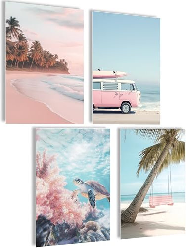 mojoliving Deko Maritim Bilder Set Poster Natur Bilder Natur Strand Muschel Ostsee Deko Nordsee Deko Bild Meer Dune beige Meer Maritime Bilder Landschaft (Beach Turtle)
