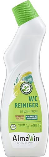 AlmaWin Öko WC Reiniger 6x750ml, zitronig frisch, für Toiletten & Urinale, Gegen Kalk, Urinstein etc., vegan