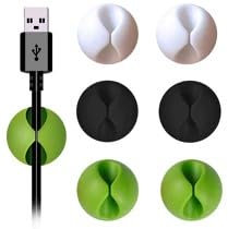 Sujeta cables Adhesivo. Organizador de Cables de Silicona, Clips, Portacables Abrazadera De Hasta 9mm de Grosor. TV, Recoge Cables, Gran Adhesión, 3 Colores (Clips 3 colores)