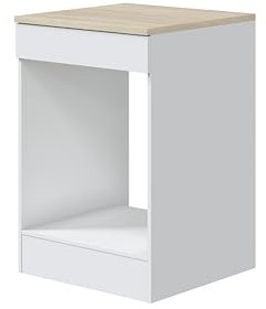 Mobelcenter, Mueble Bajo de Cocina para Horno y Placa de Cocina, Acabado Color Blanco Brillo y Roble Canadian, Medidas: Ancho: 60 cm x Fondo: 60 cm x Alto: 90 cm (1533)