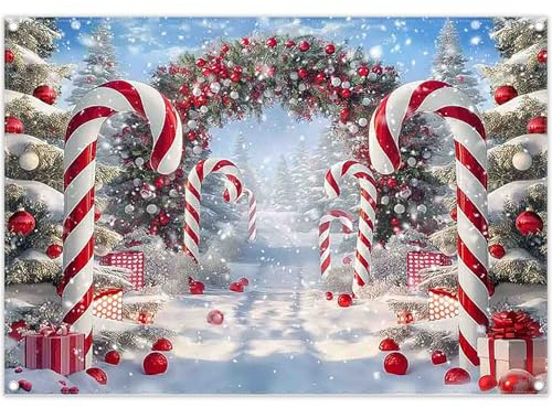 Luminora 2,1x1,5m Fondo Navidad con Arco Rojo y Árbol