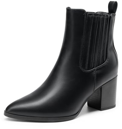 DREAM PAIRS Women's Boots Chunky Heel Ankle Booties Shoes,Size 5.5,Black-Pu,DWUMAB2535