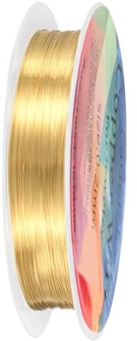 M METERXITY 0.2 mm/32 Gauge Copper Wire for Jewelry Making, 82FT Copper Beading Craft Wire for Jewelry/Weaving/DIY Crafting/Planting, Color-Retaining [25M, KC-Gold]