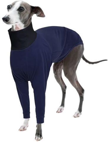 Winter Pullover Lurchers, Fleecemantel Windhund Pyjama Fleece Hundeweste Warm Greyhound Wintermantel Dog Jumper Hunde Schlafanzug(Dunkelblau, M)