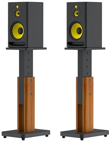 Height Adjustable Speaker Stands Pair for Klipsch Bookshelf Speaker Stand - Wood Grain Floor Speaker Stands for Klipsch R-40PM R50M RP-500M II RP-600M IISurround Sound Speakers Stand Up to 50 Lbs