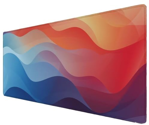 Tapis de Souris 900x500x3mm Rouge Vague sous Bord Cousu et Surface Imperméable Tapis Souris Base en Caoutchouc Antidérapante Améliore la Précision, pour Divers Ordinateurs École, Bureau, Maison Z-340