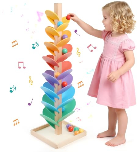 Arbre à musique en marbre en bois pour enfants à partir de 3 ans – Assemblage facile amélioré avec écrous intégrés, jouets Montessori pour tout-petits, jeu musical pour garçons et filles de 4 à 8 ans