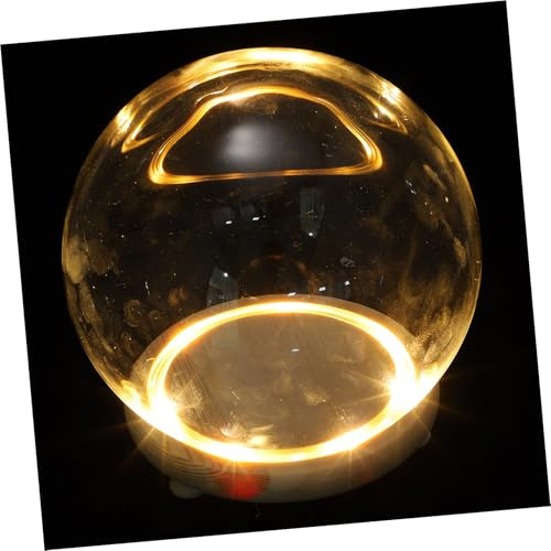 TOYANDONA Cloche en Verre Base en Bois pour Centre de Table et Présentoir de Souvenirs, pour Fleurs Séchées et Compositions Décoratives, 10 X 10 CM