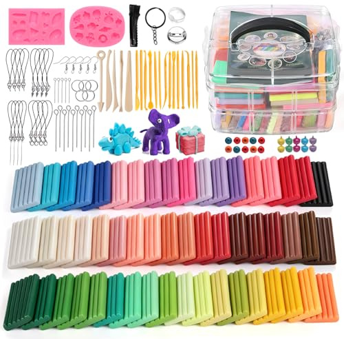 54 Farben Polymer Clay Set, Modelliermasse ofenhärtend, Modellierknete für Erwachsene, Knete Soft Set für Skulpturen, Schmuck, Dekoration, Kreatives DIY