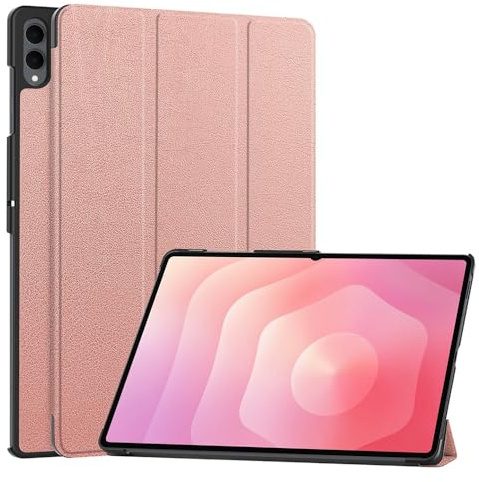 Techsuit für Samsung Galaxy Tab S11 Ultra Hülle mit 360 Schutz, Mikrofaser Innenfutter, Verstellbare Betrachtungswinkel, Schlankes Design, Anti Fingerabdruck, FoldPro Series, PU Leder, Roségold