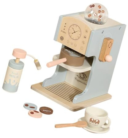 Buxuaaaa Kids Woodens Toy Coffee Maker Toy Espresso Machine Playset Toddler Play Kitchen Accessories Girl and Boys Woodens Kitchen