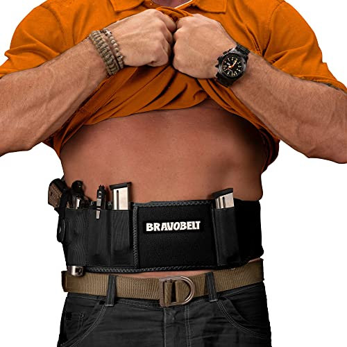 BravoBelt Bauchband Holster für verdeckte Carry | Dual Magazin Pouches| Rechte und Linke Hand Draw| Herren & Women| CCW Bund Pistole Halter für Pistolen und Revolver
