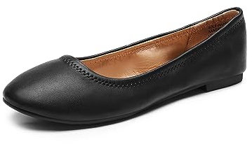 DREAM PAIRS Women's Slip On Round Toe Ballerina Ballet Flats Pumps Shoes,Size 6,Black,Sole-Happy