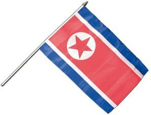 Flaggenfritze Stockflagge/Stockfahne Nordkorea + gratis Sticker