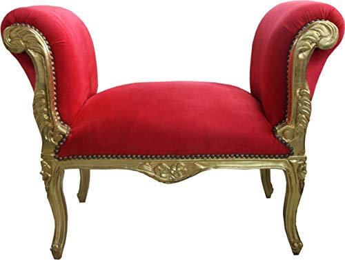 Casa Padrino Barock Schemel Hocker Rot/Gold - Sitzbank