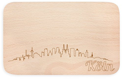 JUNIWORDS Frühstücksbrettchen mit Skyline Gravur - Wähle eine Stadt - Köln