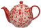 London Pottery Splash Globe Teapot with Strainer, Stoneware, Red/White, 4 Cup (900 ml)
