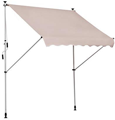 Outsunny Balcony 2 x 1.5m Manual Adjustable Awning DIY Patio Clamp Awning Canopy Retractable Shade Shelter - Beige