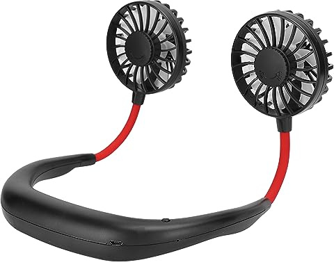 Topiky Portable Hanging Neck USB Fan, Personal Hands-Free Neckband Fan with USB Rechargeable 1200mAh Battery Necklace 3 Speeds 3-7 Hours Working for Office Home Travel(Black)