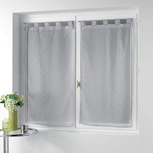 Douceur d'Intérieur Paire Droite Passants 2 x 60 x 120 cm Voile Imprime Metallise Orion Gris