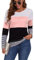 NEYOUQE T-Shirt Femme Manches Longues en Coton Haut Chic Élégant Oversize Grande Taille jusqu'à Automne/Hiver 2025 Couleur Rose S