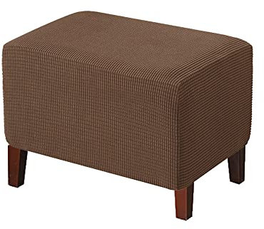 Highdi 2-Teilig Ohrensessel Bezug für Stradmon Stuhl, Retro-Plaid Sesselbezug aus Jacquard - Elastisch Sesselhusse mit Armlehne für Ohrensessel, Relaxsessel, Fernsehsessel (Hockerbezug,Kaffee Braun)