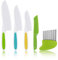 tonyg-p 5-teiliges Kinderküchenmesser Set, Kochen Küchenmesser in 4 Farbe Kunststoff-Schneidebrett/fester Griff, gezackte Kanten für Gemüse, Obst, Salat, Kuchen, Brot, Gemüse