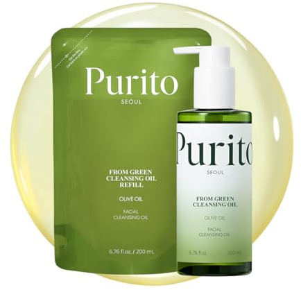 PURITO, From Green Cleansing Oil Refill 6.76 fl.oz / 200ml Gentle Facial Cleanser, Cruelty-free & Vegan, Nature-derived Oils (Refill Set)