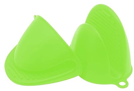 Mini guantes de horno de silicona, mini guantes antideslizantes para freidora de aire, guantes de horno de goma resistentes al calor, guantes de cocina de silicona para las yemas de los dedos, verde