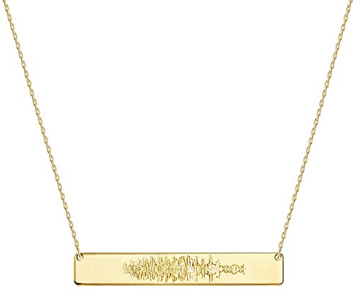 UMAGICBOX Personalized Soundwave Necklace - Custom Voice Wave Engraved Bar Pendant - Unique Audio Memory Keepsake - Meaningful Gift for Loved Ones