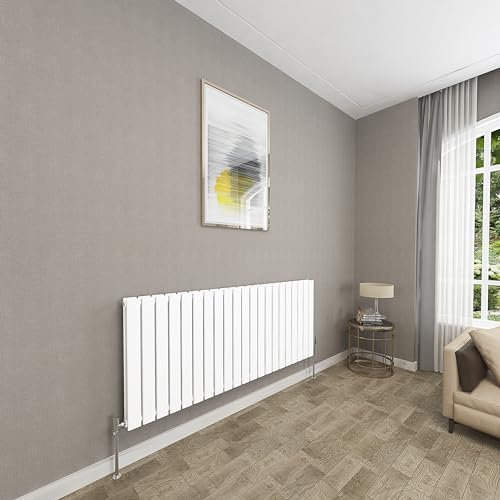 Sky bathroom | 600x1428mm Horizontal Designer Radiators White Flat Panel Double Panel Central Heating Radiator
