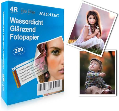 100 Blatt Fotopapier 10x15 glänzend Tintenstrahldrucker 200g/m² Photopapier Fotokarten Sofort Trocken Wasserfest Hochglänzend Hochweiß