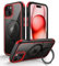 MobNano 2024 Neu Magnetisch Ständer iPhone 15 Hülle, Hybrid Ringhalter Handyhülle für MagSafe, Stoßfest Durchsichtig Schutzhülle mit Silikon Bumper Magnet Stand Phone Case - Rot